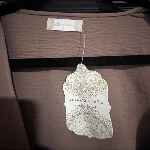 NWT Altar’d State Mocha Tie-Front Top (Matching Pants Available!) - Picture 3 of 6